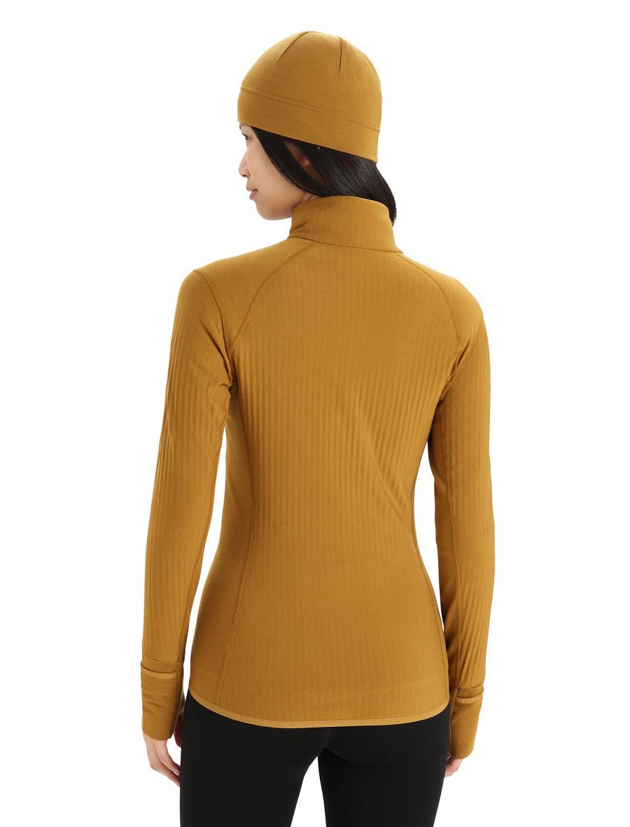 Vestes Icebreaker RealFleece™ Merino Descender Long Sleeve Zip Femme Marron | FR 1647UZGT